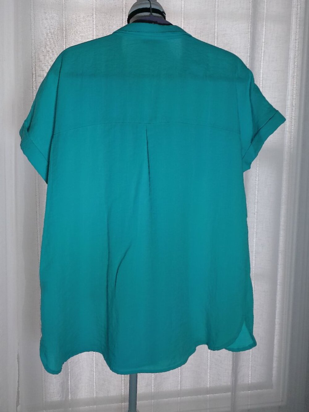 JOHN MARK NWOT Short Cuffed Sleeve Collared Button-Up Turquoise Shirt L - Picture 3 of 10